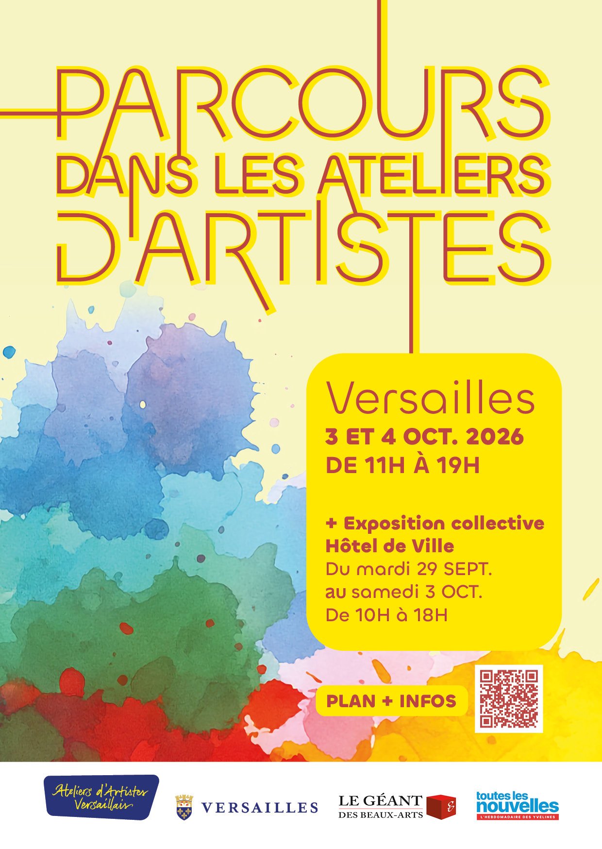 Affiche du Parcours dans les ateliers d'artistes Versaillais 2026